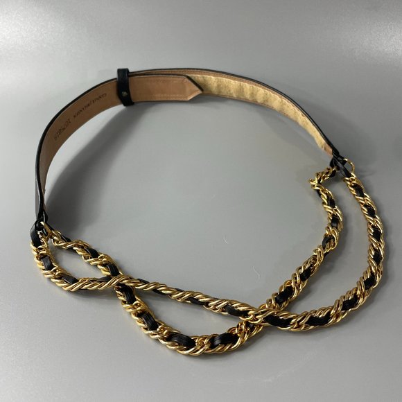 Vintage Ginnie Johansen Black Belt with Double Gold-tone Chains main image 7